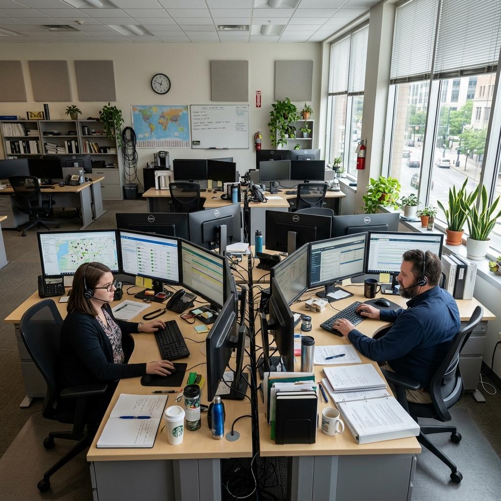 Співробітники диспетчерського відділу за роботою